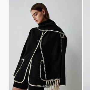 Commense Black Cape with Cream Trim